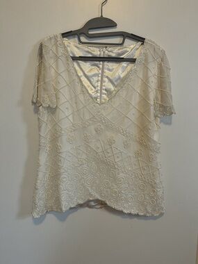 Cream Beaded Top